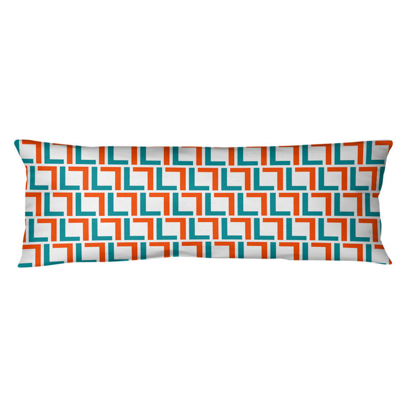 Polyester Medium Pillow, White/Aqua/Orange, Microfiber
