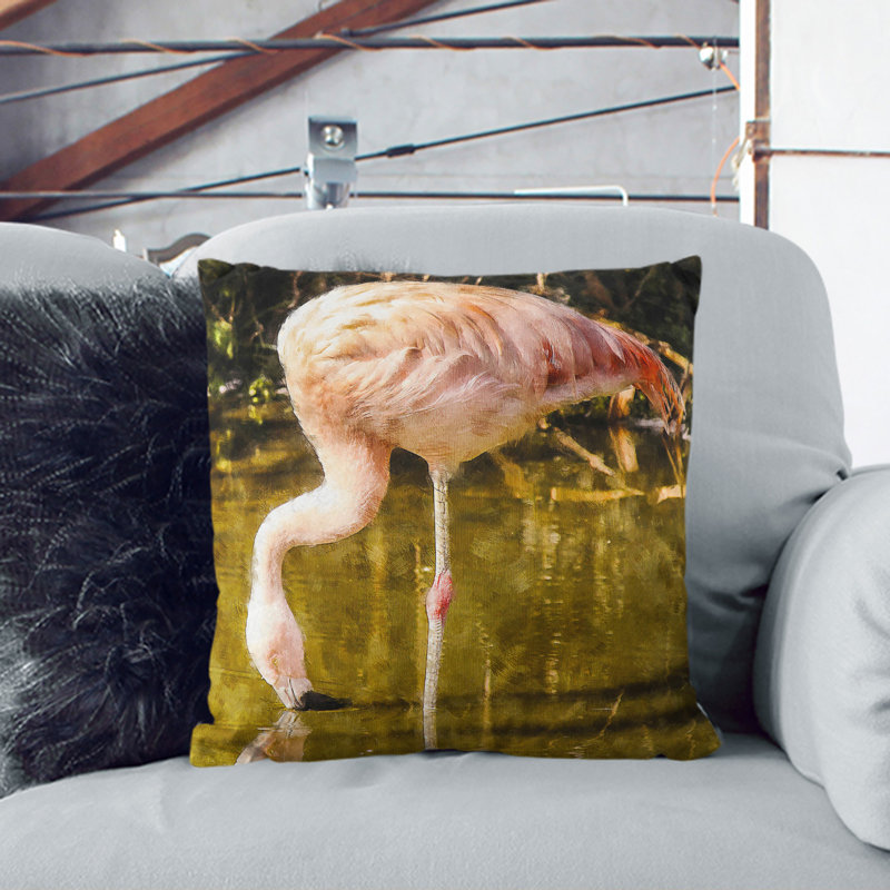 Pink Flamingo Vol.2 Painting Square Throw Cushion, Black, 40cm H x 40cm W x 15cm D