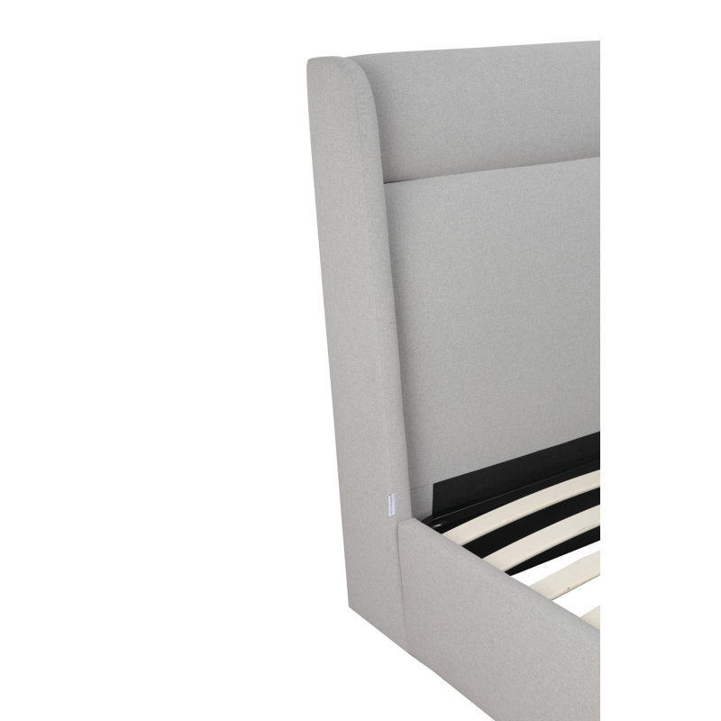 Cadre de lit grand rembourré en tissu gris
