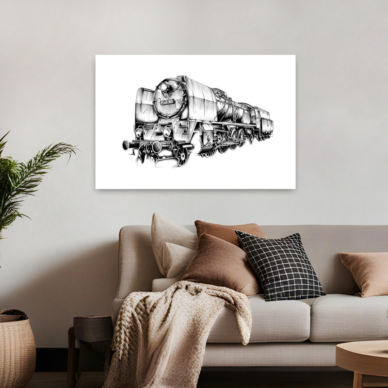 Affiche murale rétro industrielle classique représentant une puissante locomotive à vapeur, H 32 po x l 48 po
