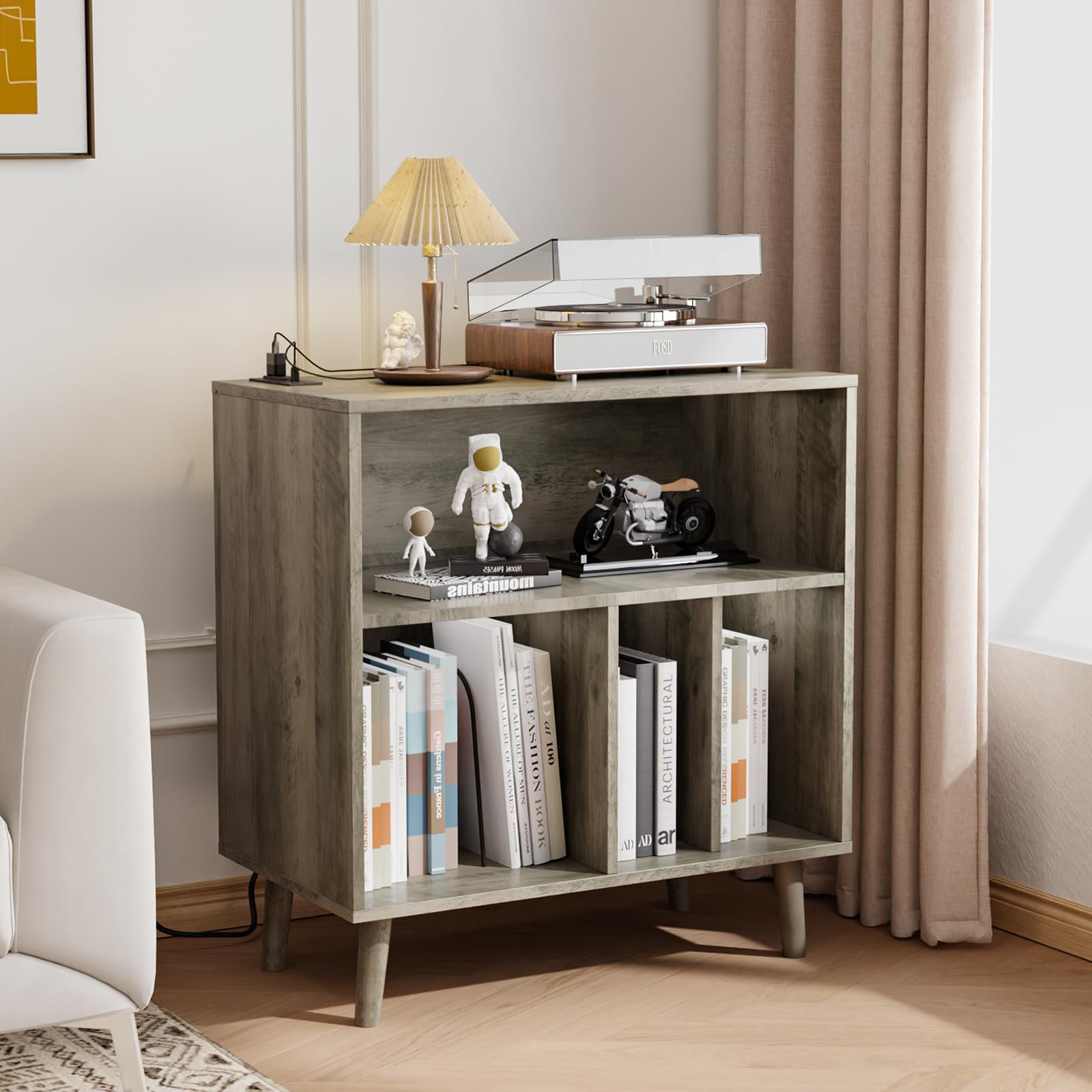 Wrought Studio Record Player Stand With Open Vinyl Storage - Wayfair Canada