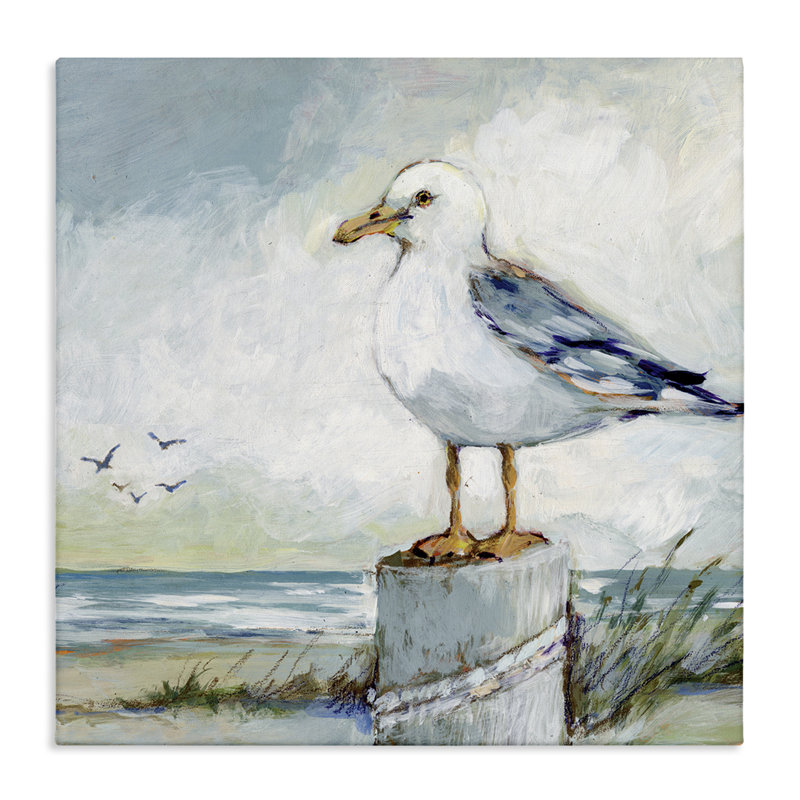 "Seagull Marine Beach Scene", art mural par Susan Winget, H 30 po x l 30 po