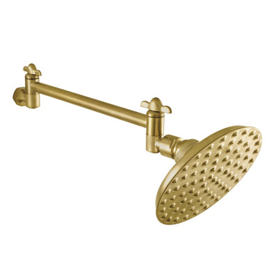 Kingston Brass Victorian 5-1/4-Inch Round Raindrop Brass Shower Head with 10-Inch High-Low Shower Arm