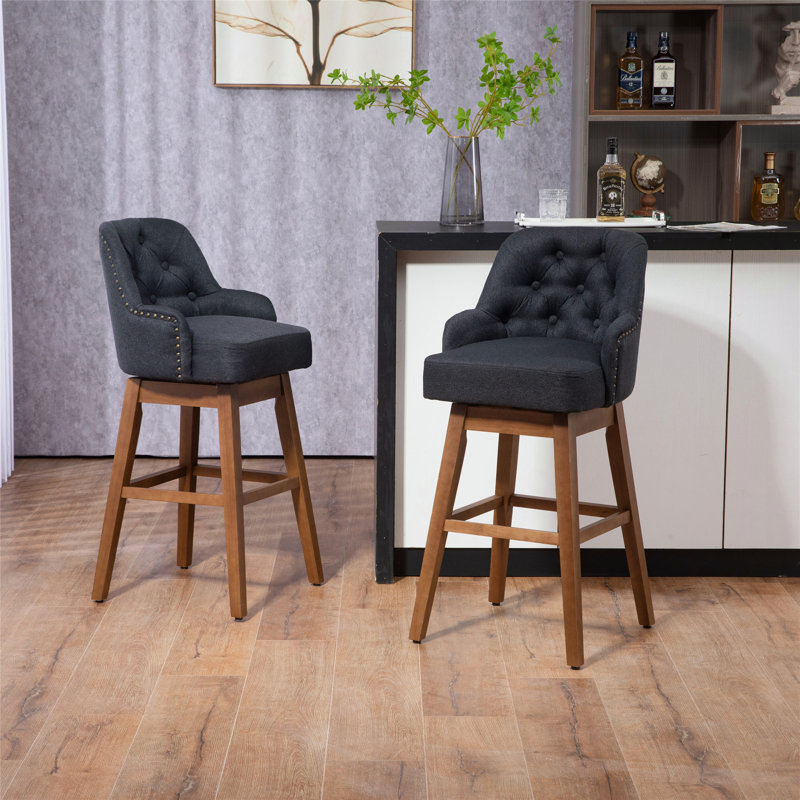 Versatile Set of 2 Swivel Bar Stools with Sturdy Construction and Comfortable Seating