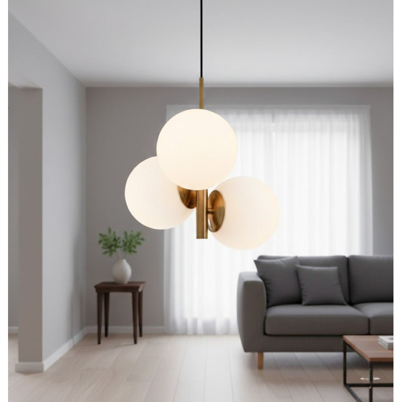 3 - Light Sputnik Pendant, Brushed Brass