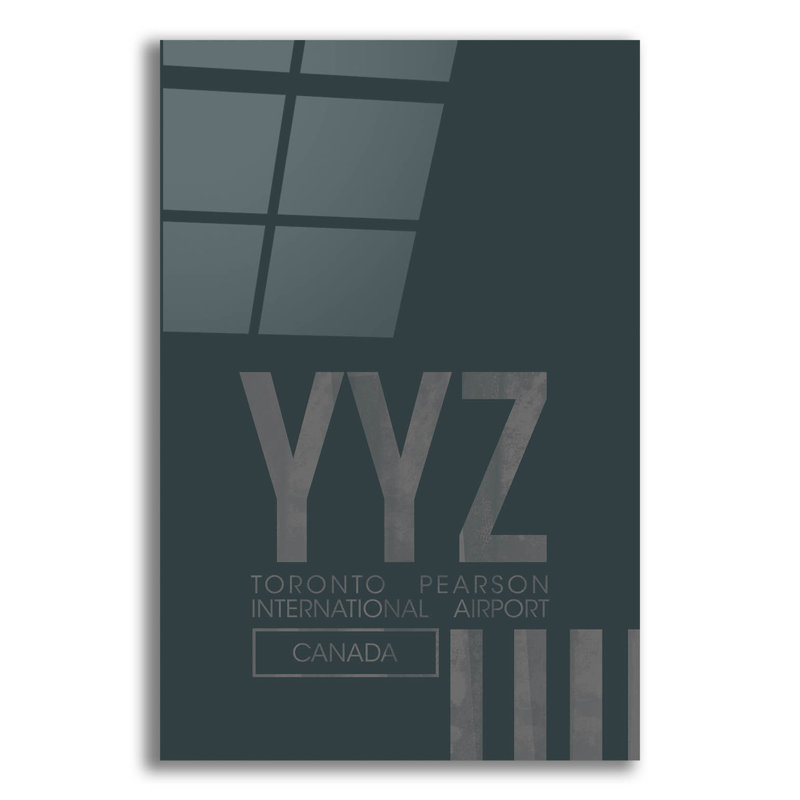 "YYZ" par O8 à gauche, H 24 po x l 16 po x P 0,2 po