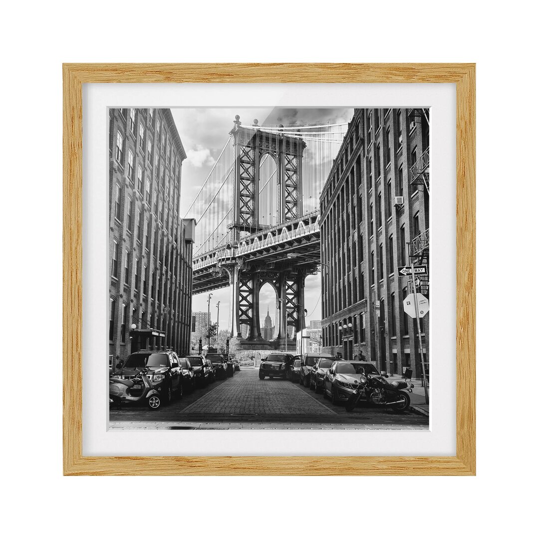 Gerahmter Grafikdruck Manhattan Bridge in America