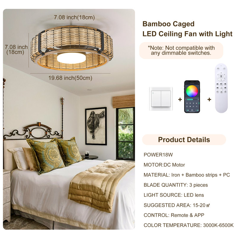 11.81cm Ceiling Fan with LED Lights