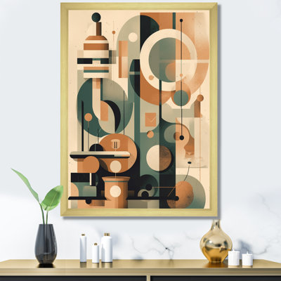 Impression sur toile orange et verte Mid Century Momentum I