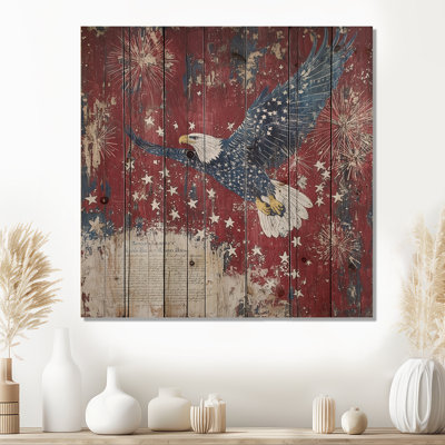 Patriotisme, aigle et drapeau des États-Unis, paysage II