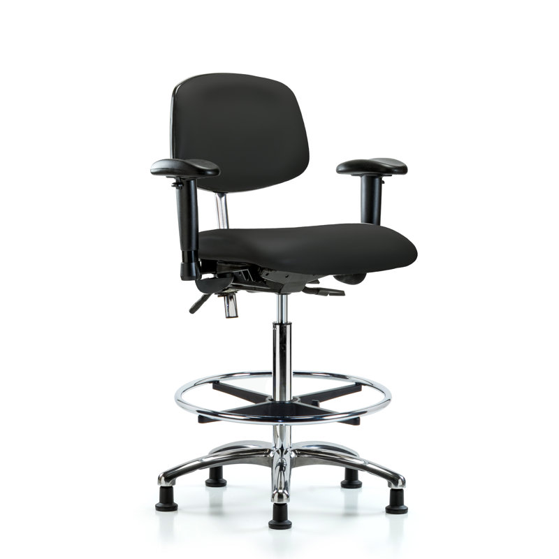 Beauregard Vinyl Drafting Chair, Black, Casters, Not Included