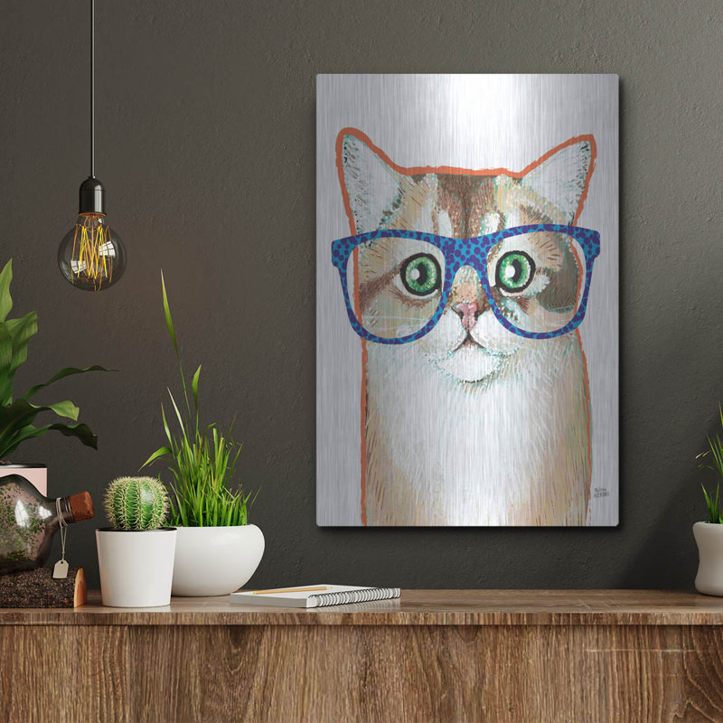 Art mural en métal Trinx «Bespectacled Pet 2» par Melissa Averinos, H 16 po x l 12 po