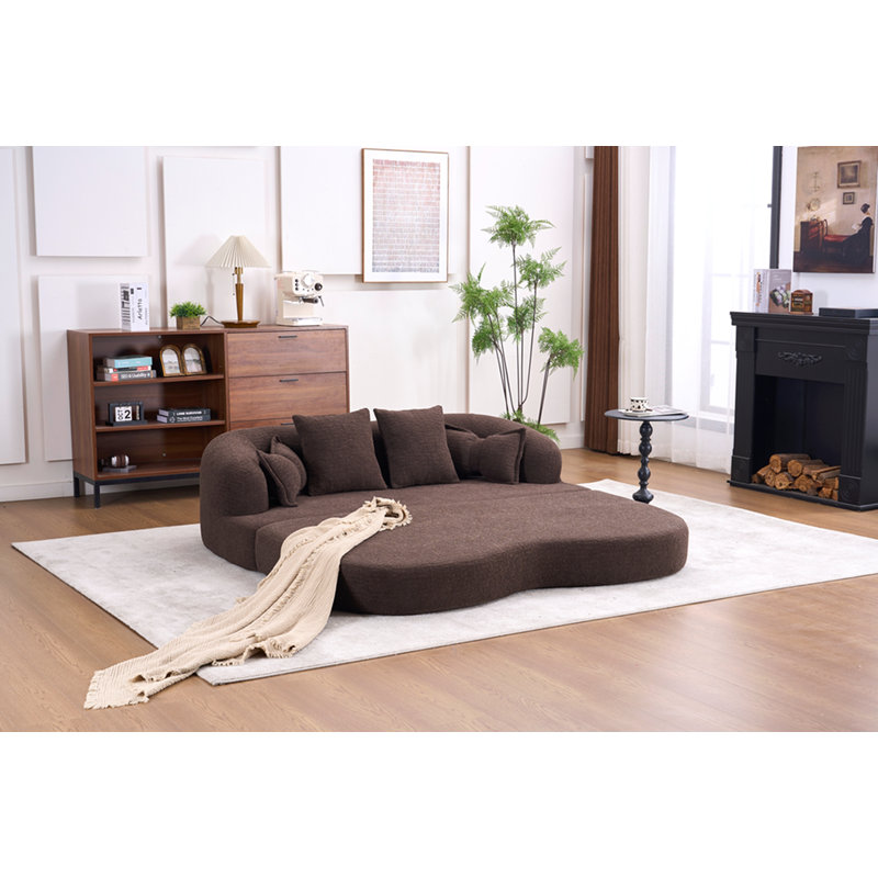 Canapé-lit 2-en-1 pliable, canapé-lit convertible pliable sans os de 70 pouces, 4 coussins, Brun