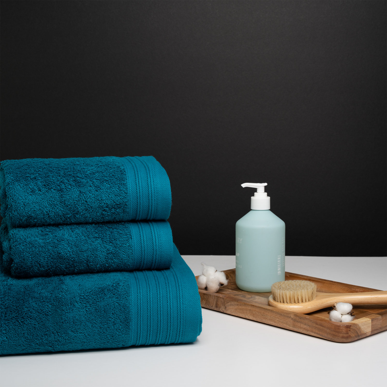 Doncia 8-Piece Cotton Towel Set, Dark Gray/Teal