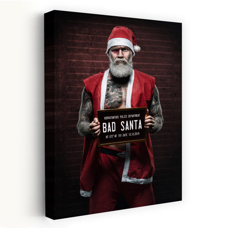 «Bad Santa Mugshot», impression murale abstraite moderne, 48" H x 32" W