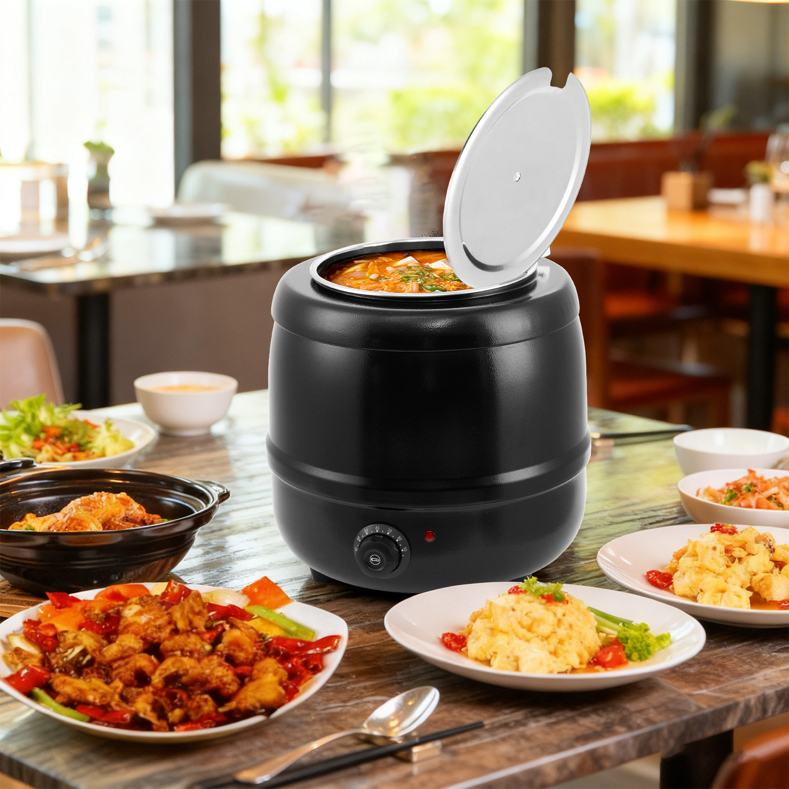 Soup Rethermalizer Qeetex Commercial Soup Kettle, Automatic Soup Warmer with Anti-Scald ...
