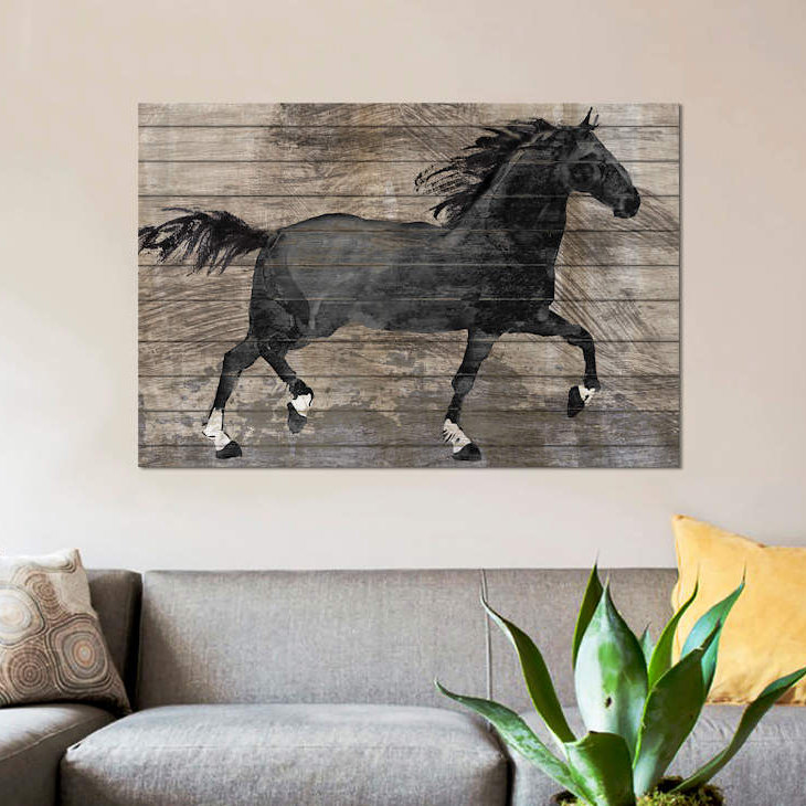 « barnwood cheval », impression sur toile, H 8 po x l 12 po x P 0,75 po, Toile tendue, Pas de tapis