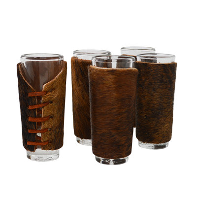 Ensemble de 6 verres à liqueur en cuir de vache