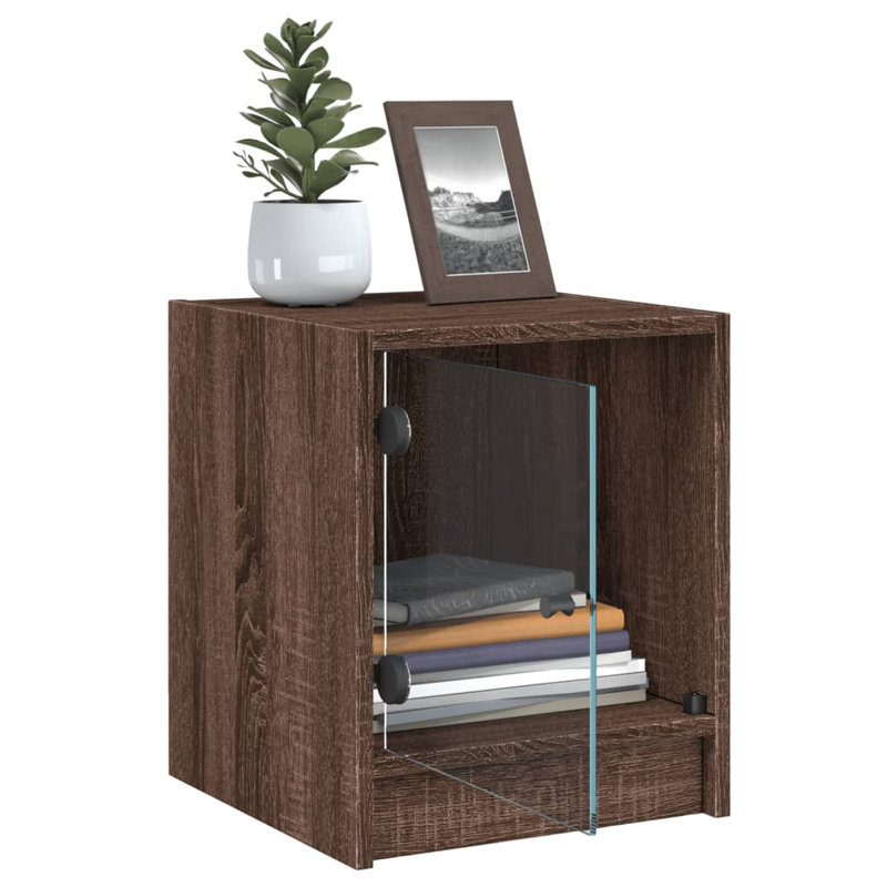 Massiyah 35cm W Manufactured Wood Bedside Table, Brown Oak, Set of 2