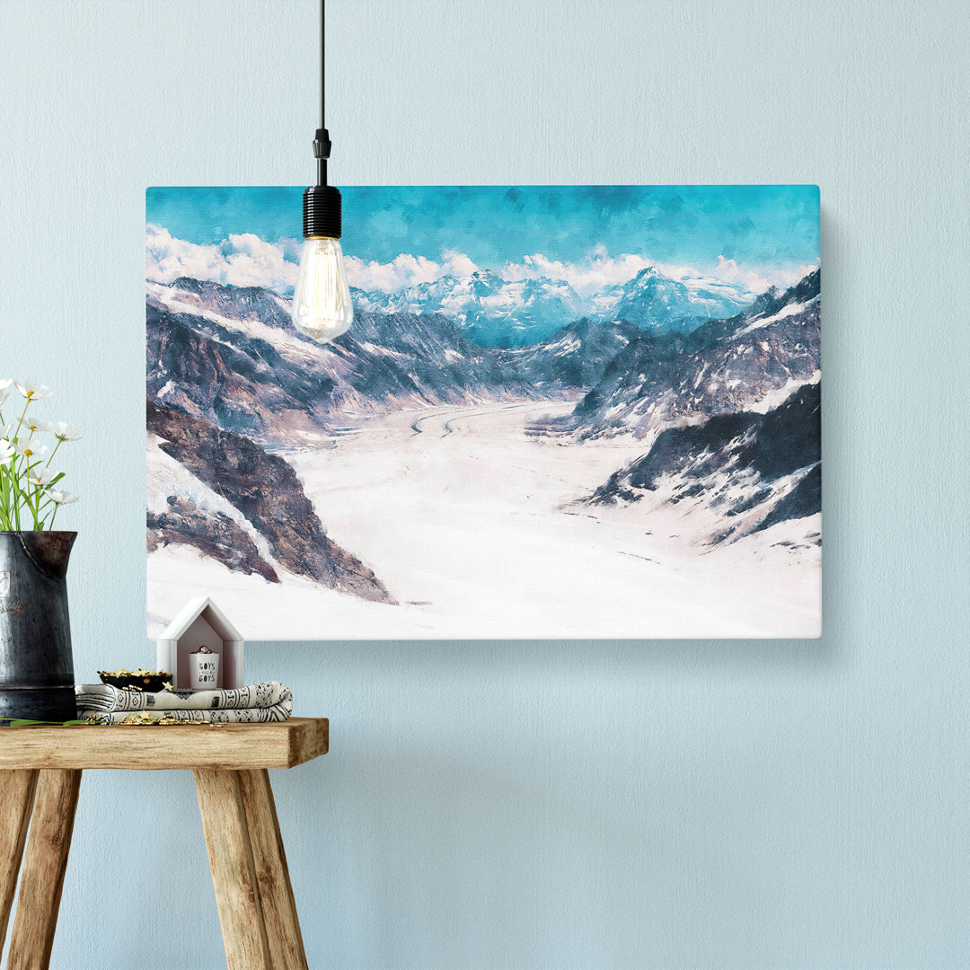 Aletsch Glacier In Switzerland Painting - Wrapped Canvas
