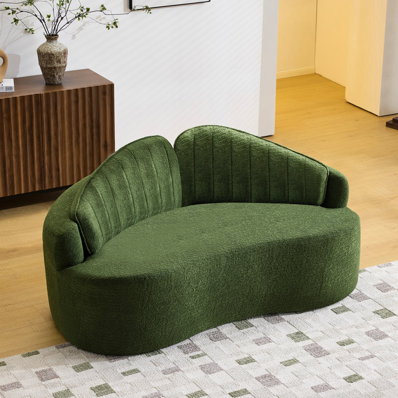 Deux places incurvées avec chenille, amovibles, confortables pour une assise à long terme, style rétro, appartements convenables en chenille, doux et doux, assise moyenne, idéal