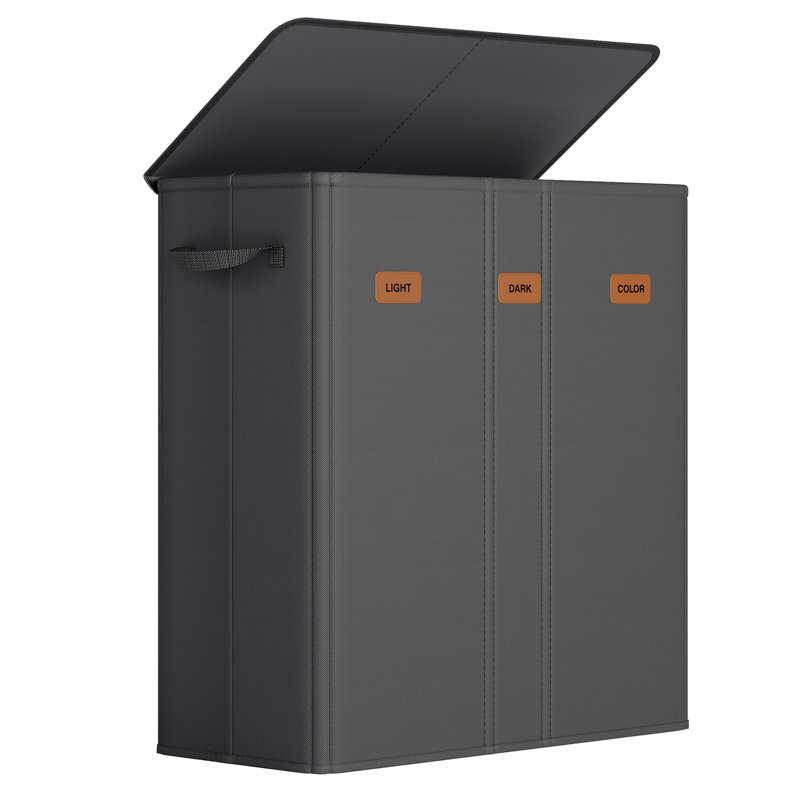 3-Compartment Laundry Basket, Grey