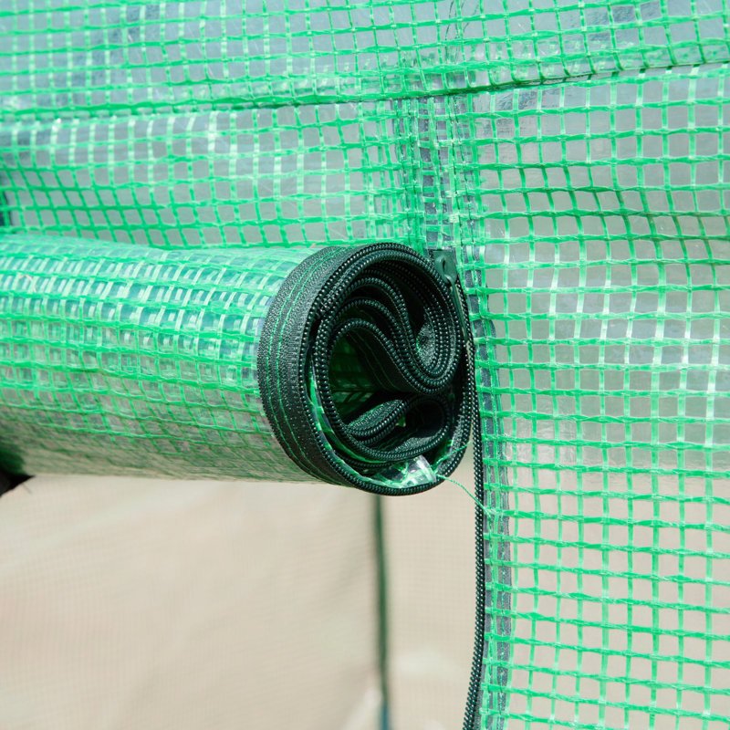 Walk in Polytunnel 397*300*200 cm Steel 1 Piece Walk-in Greenhouse Green with Roll-up Door and Windows