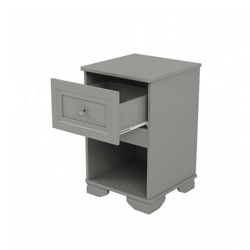 Table de chevet au design élégant avec tiroir et tablette ouverte, table de chevet de style rétro pour un rangement amélioré et un attrait esthétique