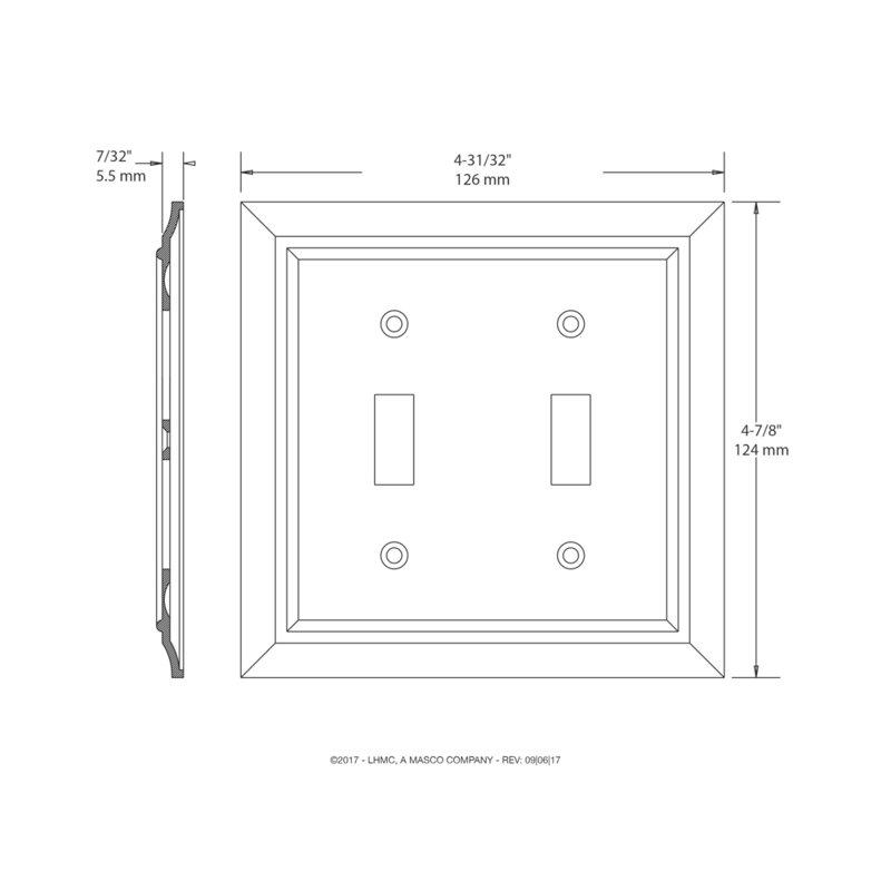 Architectural 2-Gang Toggle Light Switch Wall Plate, Matte Black