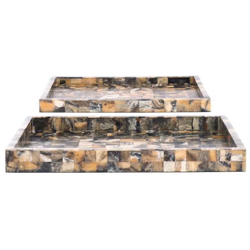 Ensemble de 2 plateaux en résine / MDF Harrold