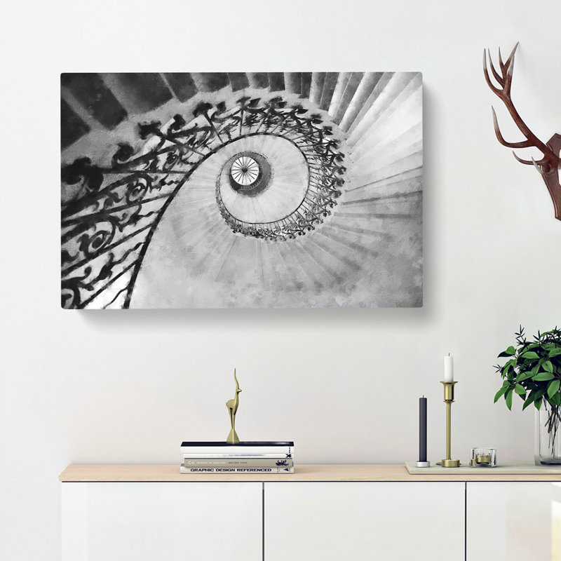 Spiral Staircase Painting - Wrapped Canvas, 60cm H x 91cm W x 3cm D