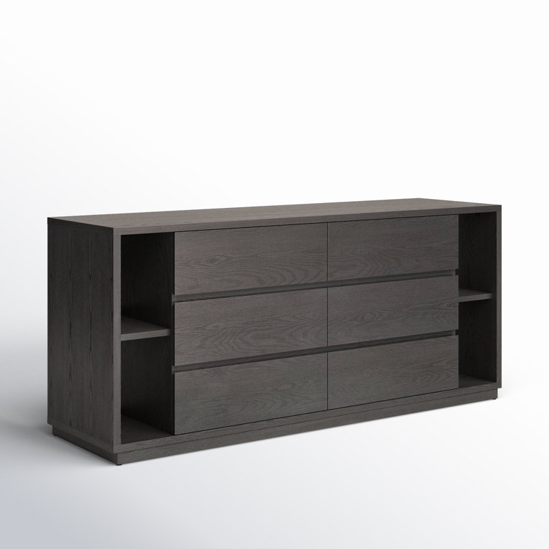 Amalie 63" 6-Drawer Double Dresser, Gray
