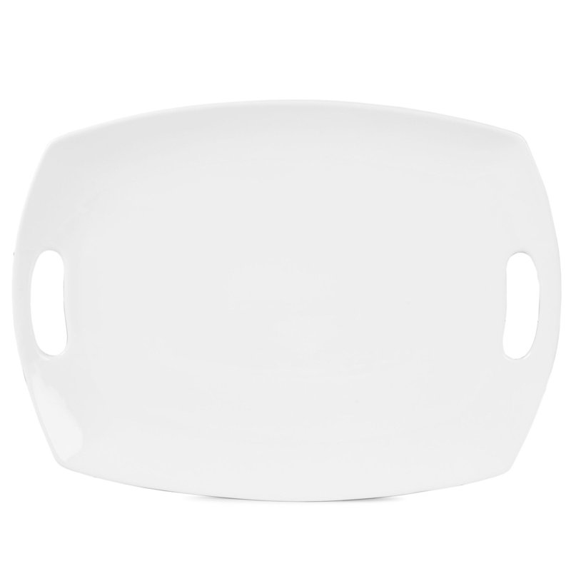 Fitz and Floyd Everyday White Rectangular Handled Serving Platter