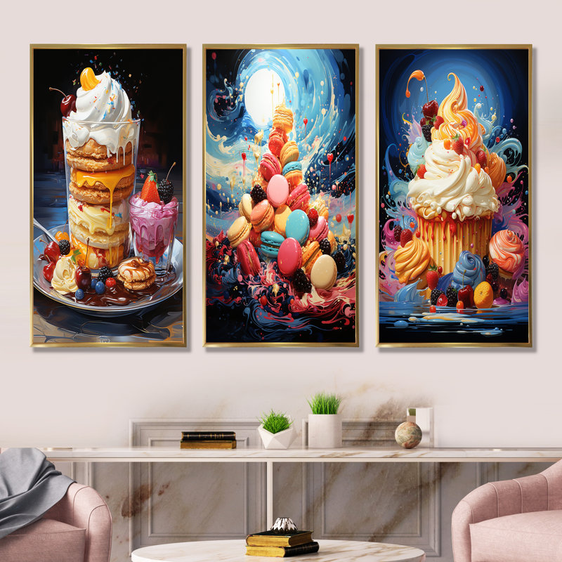 Popart Joyful Dessert Dream, Cadre flottant doré, H 28 po x l 36 po