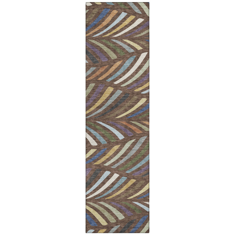 Machine Washable Indoor/Outdoor Chantille ACN2475 Mid-Century Modern Rug, Fudge, 2'3" x 7'6" Runner