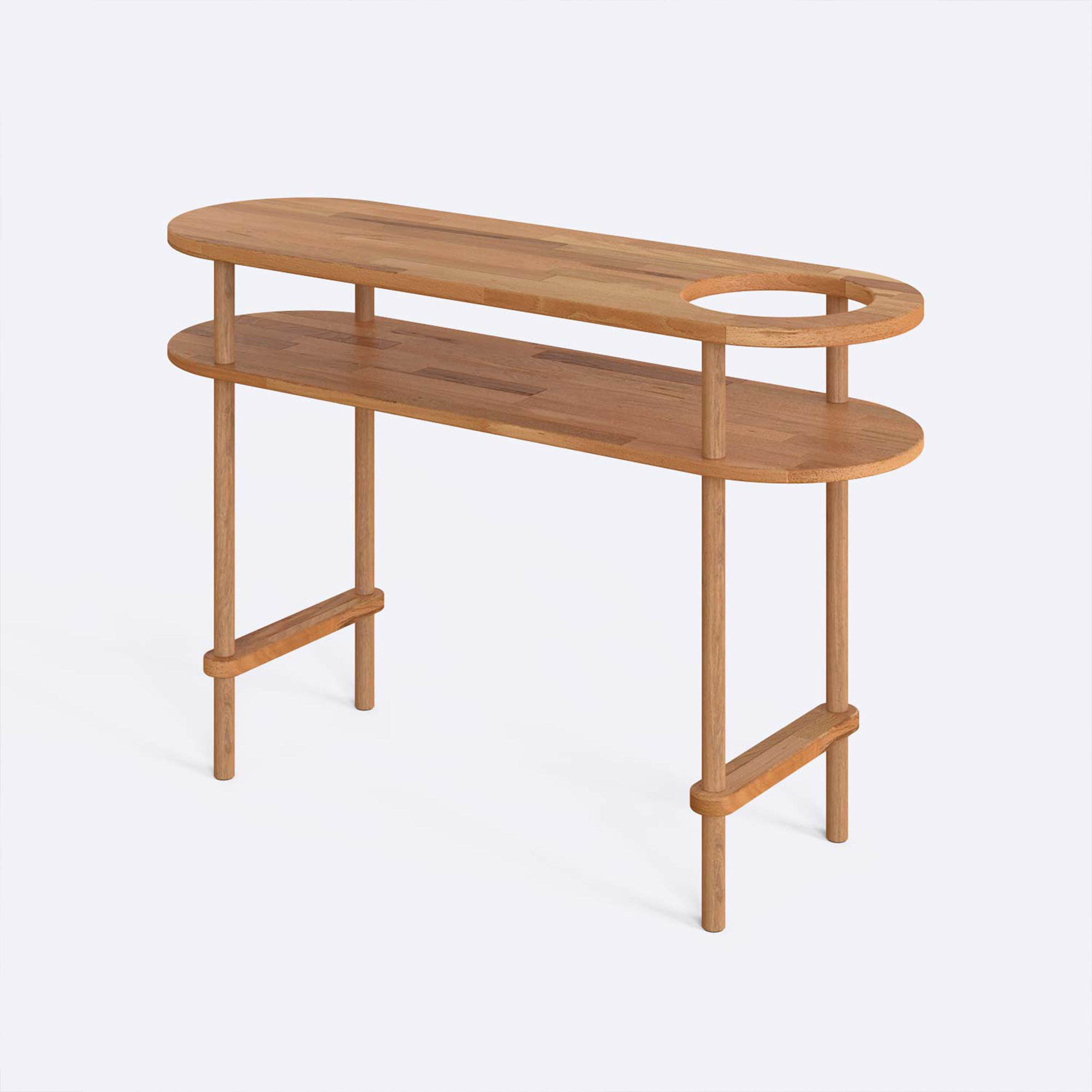 Demontha Solid Wood Oval Entryway Table with 2 Shelves – Modern ...