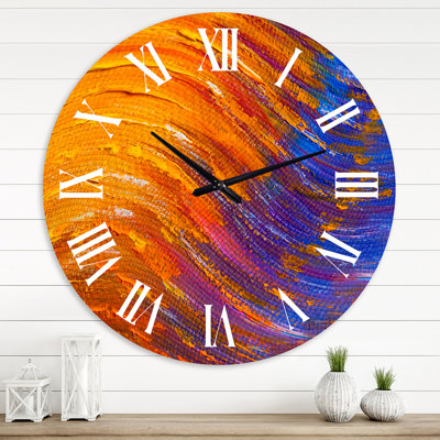 Vagues d'orange et bleu classique - horloge murale moderne