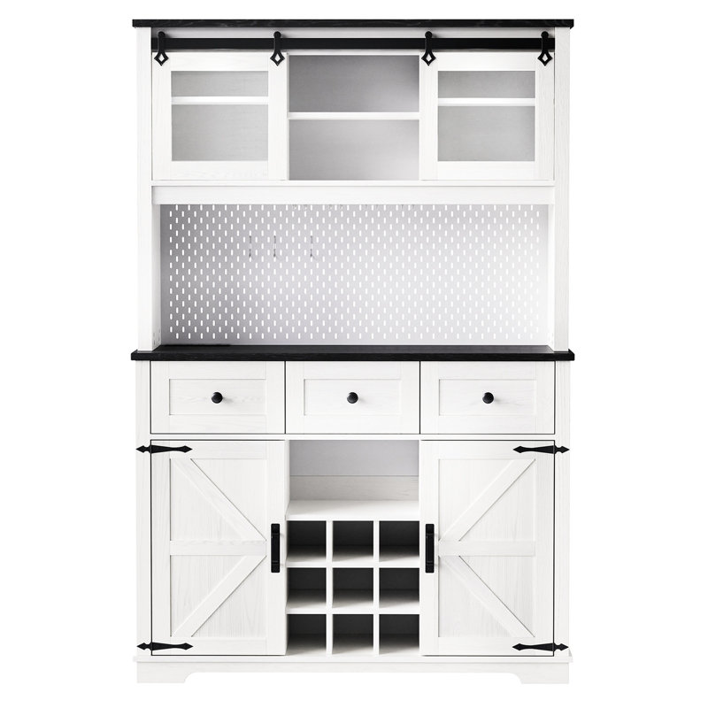 White Oak Pantry Bar Cabinet. 71" Tall With Internal Storage, Sliding Door, Power Outlet, . Suits Kitchen, Coffee Bar. Includes Diy , Wine Rack. And Attractive Style Storage Cabinet , Rack, Lights, 3