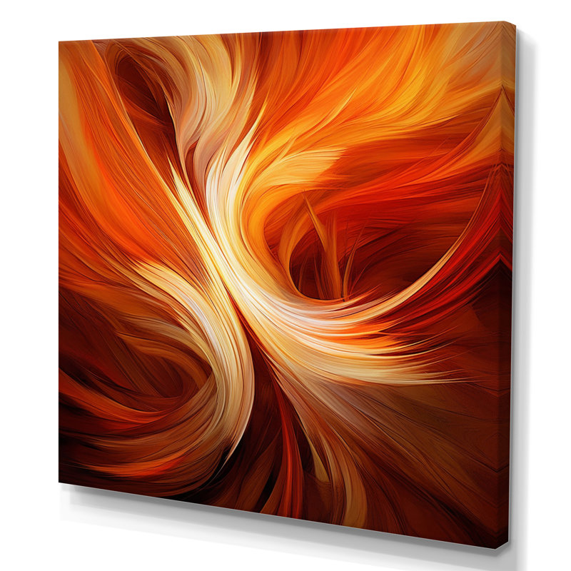 «Orange Abstract Warm Fractal Design VI», art mural fractales, Toile tendue, H 44 po x l 34 po x P 1,5 po
