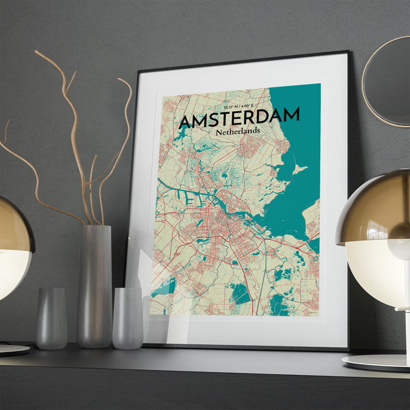 " Amsterdam City Map ", 27.6" H x 19.7" W