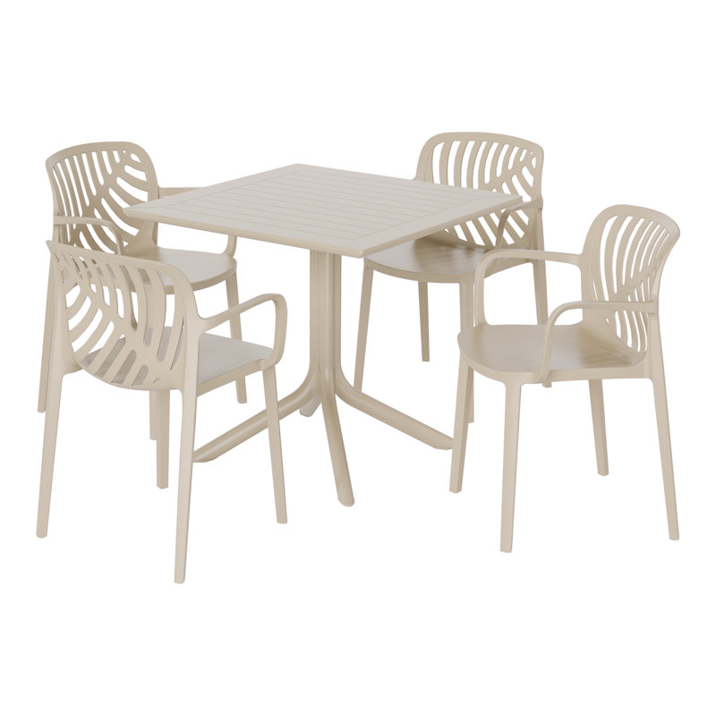 Ensemble repas carré pour 4 personnes, Beige