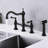 Bridge Dual Handles Kitchen Faucet In Matte Black With Pull-Out Side Spray, 360 Degree Rotatable High Spreading, Rust, Corrosion , Leak Proof, Brass Created Discharge Pipe, Made