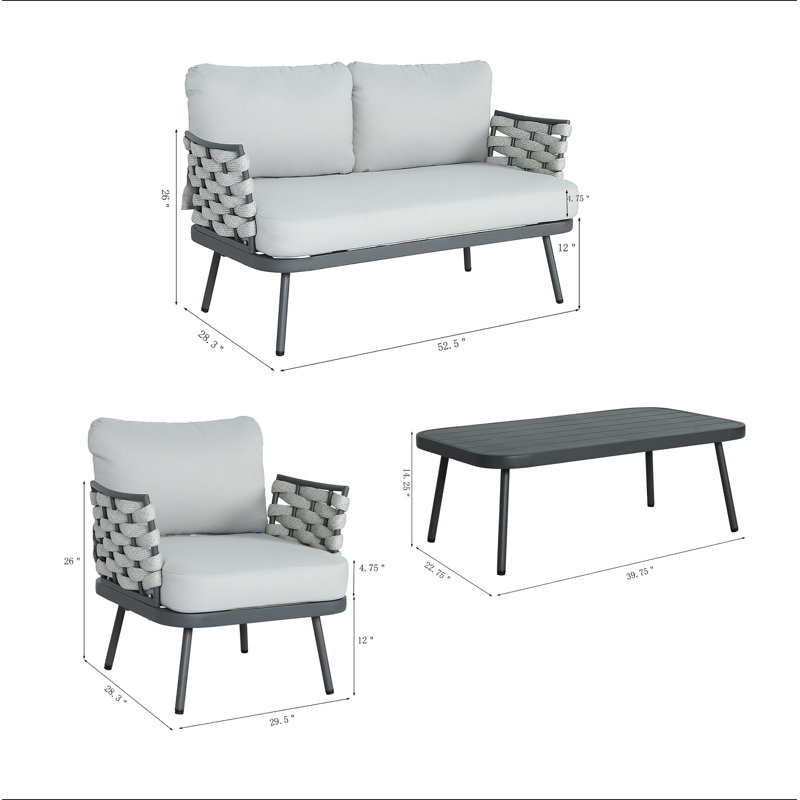 Mariano Steel 4-Pieces Coversation Set