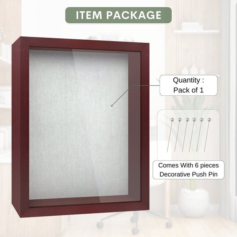  12"x16" Solid Wood Mahogany Display Shadow Box Frame - Solid Wood Memory Box For Keepsakes (picture Box, Military, Wedding, Graduation, And Flower Shadow Box)