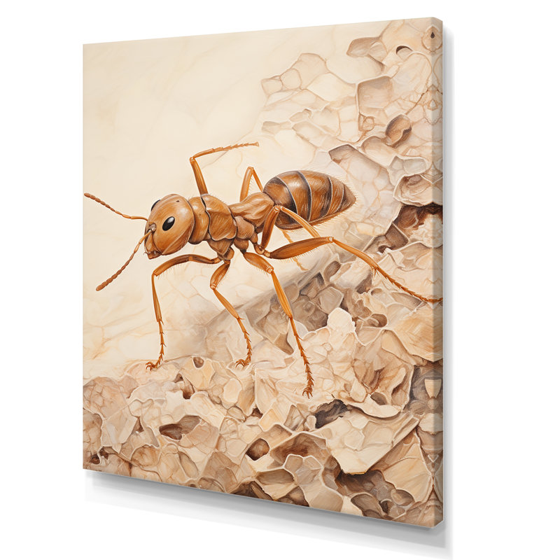 " Minimalism Ant Beige Collage I ", 32" H x 16" W x 1" D, Wrapped Canvas