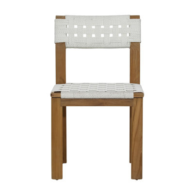 Chaise d'extérieur en teck Elvia, blanc