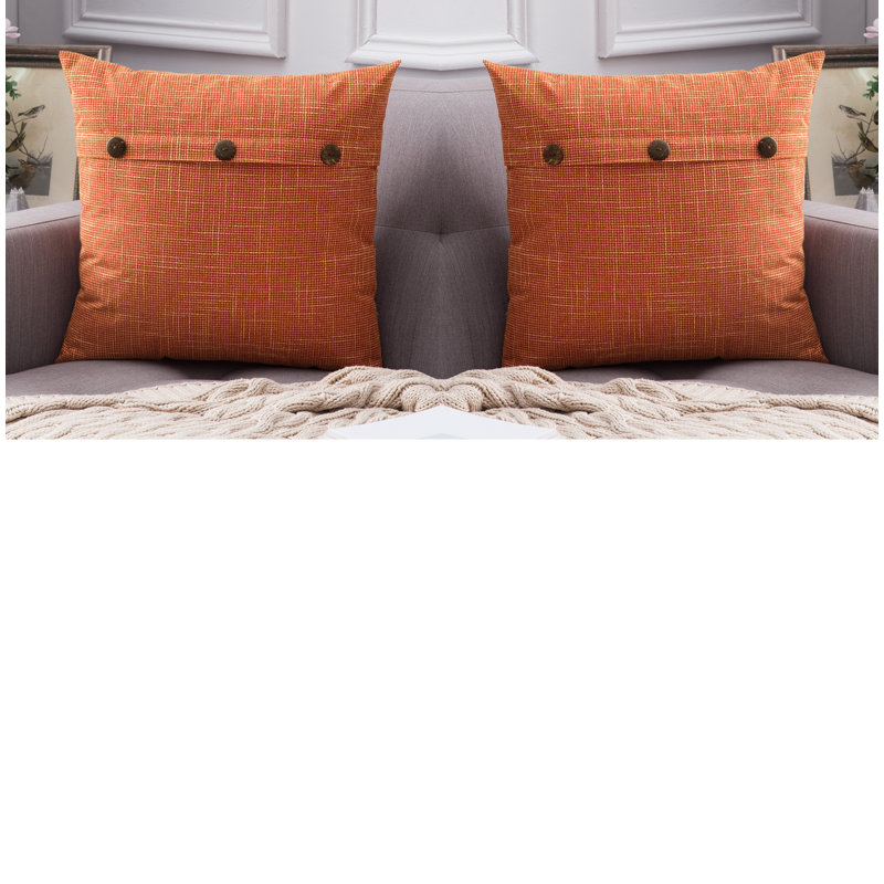 Housse de coussin en chenille à motif géométrique 18 po, Orange