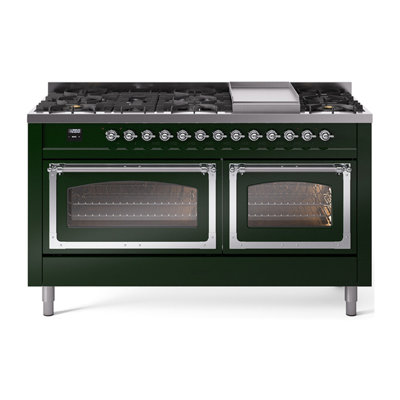 ILVE Nostalgie II Noblesse 60 in Dual Fuel Range, 9 Burner, Griddle