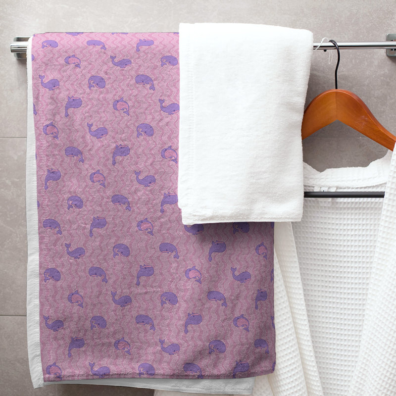 Serviette de bain katelyn elizabeth baleines, Rose / Mauve