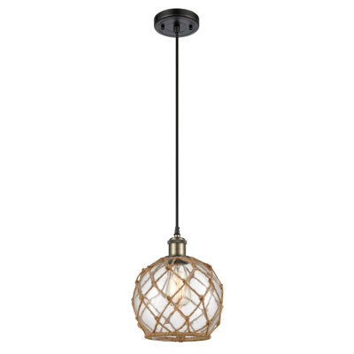 Luminaire suspendu en forme de globe à 1 lumière avec accents en corde Tobey
